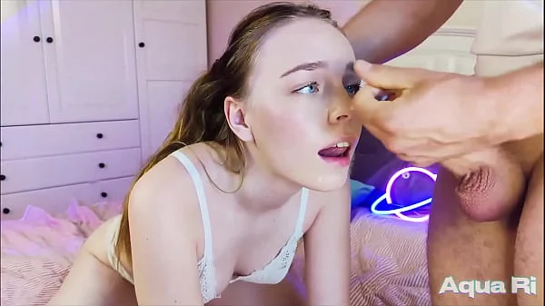 Blowjob from a very blue-eyed girl